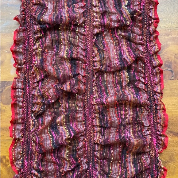 🧣Collection Eighteen Wine Red 50” Ruffle Scarf 🧣 - Picture 3 of 5
